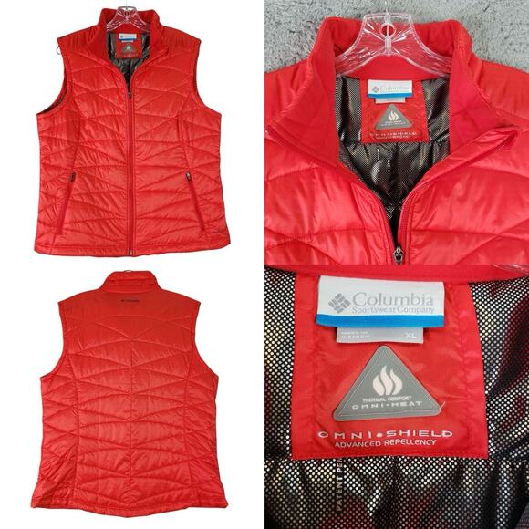 Columbia Jackets & Blazers - Columbia Quilted Puffer Vest Full Zip Omni Heat Red Sleeveless Women’s Size XL